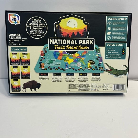 National Park Trivia  Board Game Games Hub 2-6 Players Ages 6+ 1000 Questions - Picture 2 of 7
